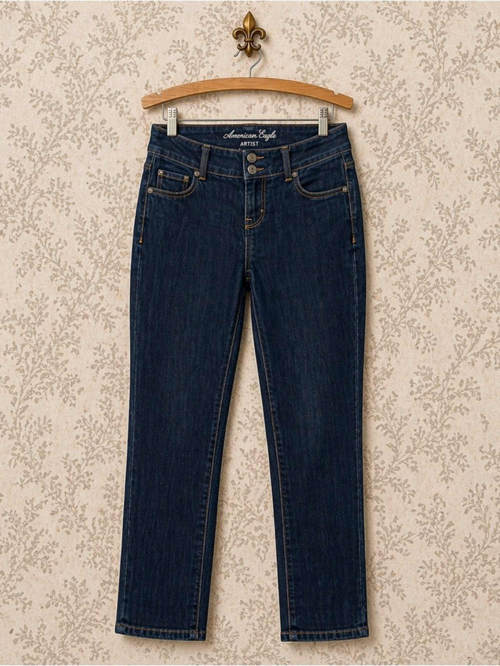 American Eagle dark blue Artist stretch cropped jeans 2